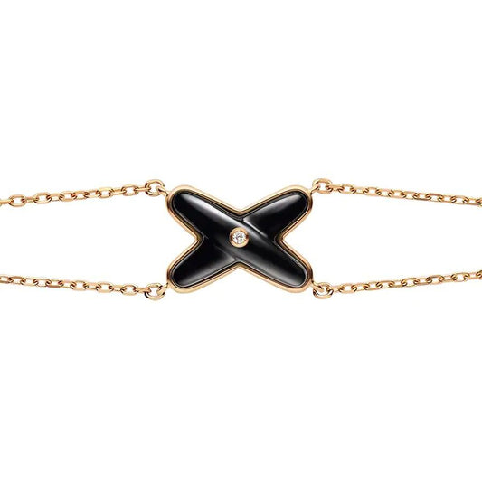 [Resenly Jewelry]JEUX ブレスレット オニキス ピンクゴールド ダイヤモンド1石