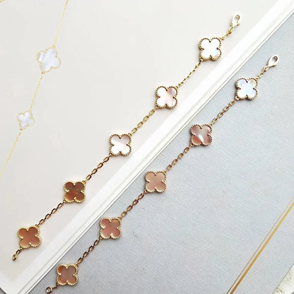 [Resenly Jewelry] クローバー 5モチーフ ピンクMOP ブレスレットコレクション