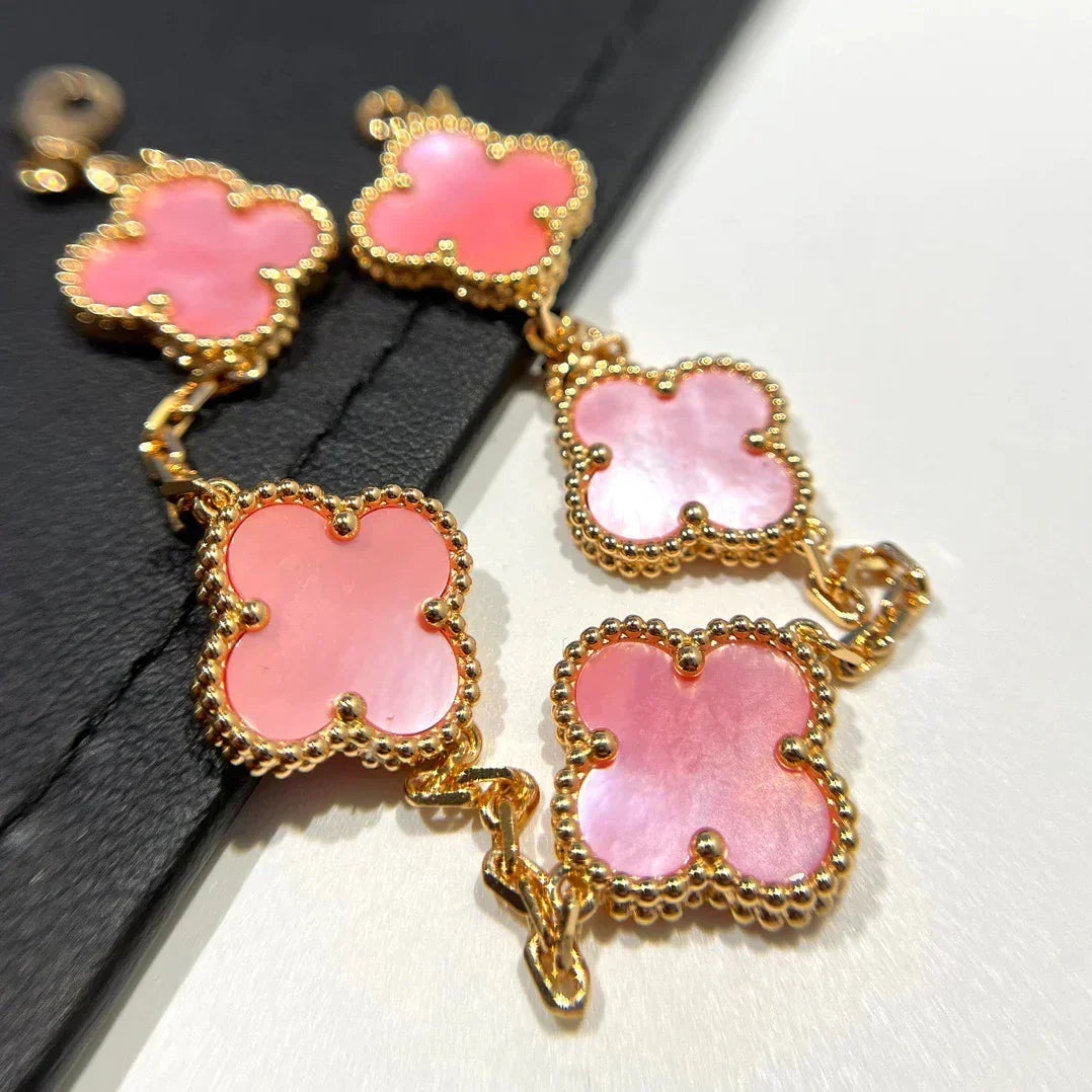 [Resenly Jewelry] クローバー 5モチーフ ピンクMOP ブレスレットコレクション