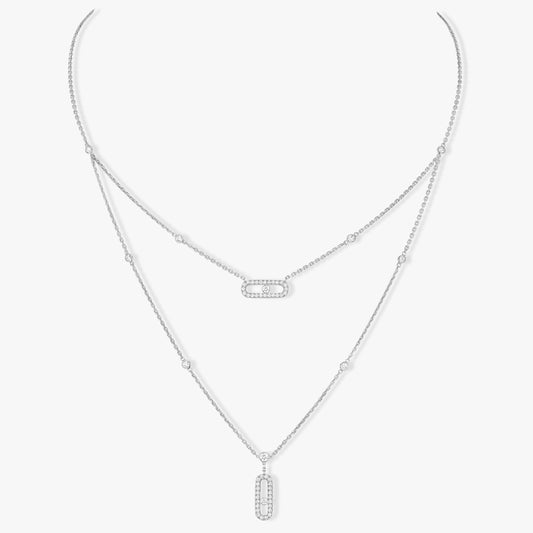 [Resenly Jewelry]MOVE 2 ROW DIAMOND NECKLACE