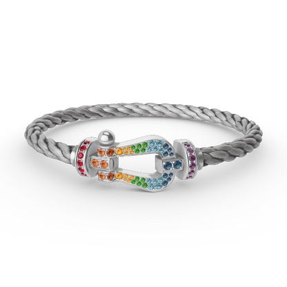 [Resenly Jewelry]FORC LARGE HORSESHOE  COLORED DIAMOND BRACELET SILVER