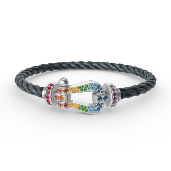 [Resenly Jewelry]FORC LARGE HORSESHOE  COLORED DIAMOND BRACELET SILVER