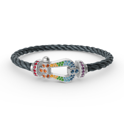[Resenly Jewelry]FORC LARGE HORSESHOE  COLORED DIAMOND BRACELET SILVER