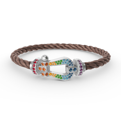 [Resenly Jewelry]FORC LARGE HORSESHOE  COLORED DIAMOND BRACELET SILVER
