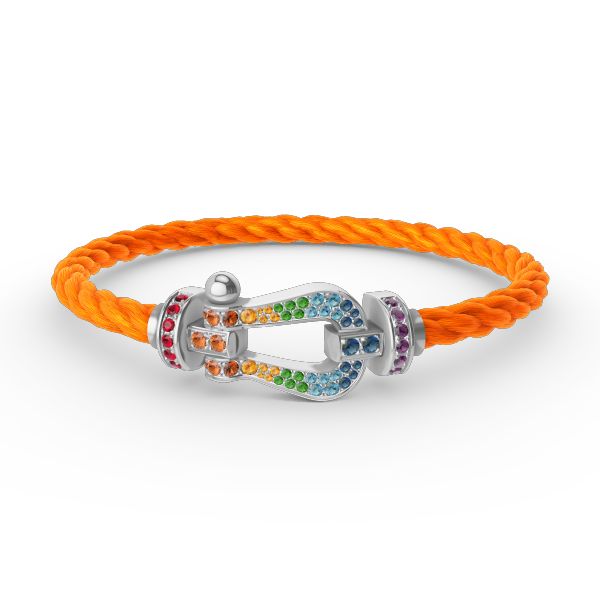 [Resenly Jewelry]FORC LARGE HORSESHOE  COLORED DIAMOND BRACELET SILVER