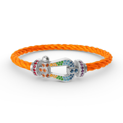 [Resenly Jewelry]FORC LARGE HORSESHOE  COLORED DIAMOND BRACELET SILVER