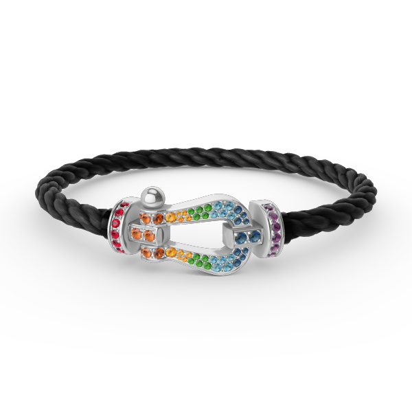 [Resenly Jewelry]FORC LARGE HORSESHOE  COLORED DIAMOND BRACELET SILVER