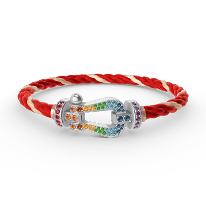 [Resenly Jewelry]FORC LARGE HORSESHOE  COLORED DIAMOND BRACELET SILVER
