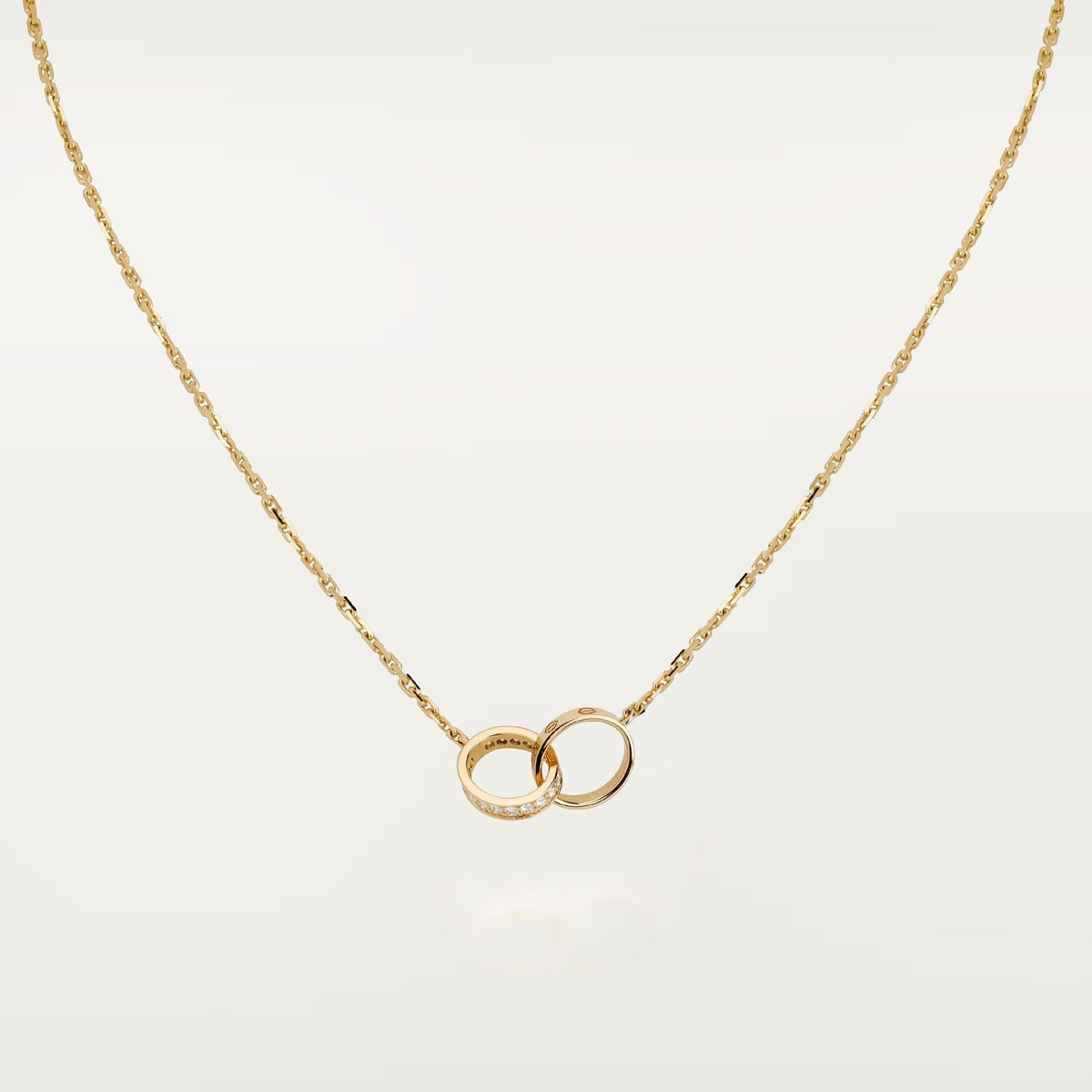 [Resenly Jewelry]LOVE DOUBLE RING HALF DIAMOND NECKLACE