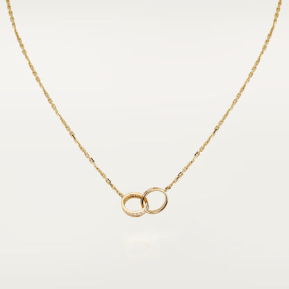 [Resenly Jewelry]LOVE DOUBLE RING HALF DIAMOND NECKLACE