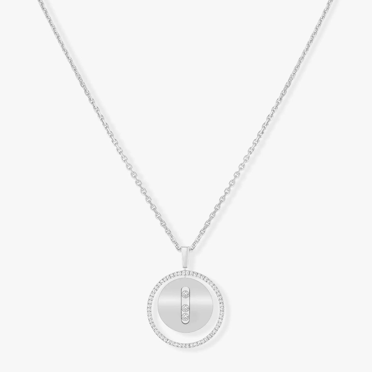 [Resenly Jewelry]LUCKY MOVE MM SILVER DIAMOND NECKLACE
