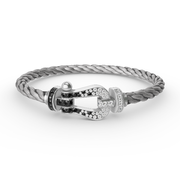 [Resenly Jewelry]FORCE LARGE HORSESHOE BLACK WHITE DIAMOND BRACELET SILVER