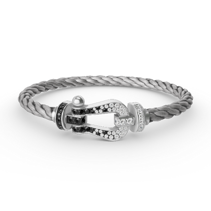 [Resenly Jewelry]FORCE LARGE HORSESHOE BLACK WHITE DIAMOND BRACELET SILVER