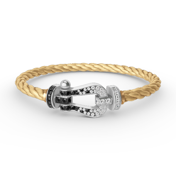 [Resenly Jewelry]FORCE LARGE HORSESHOE BLACK WHITE DIAMOND BRACELET SILVER