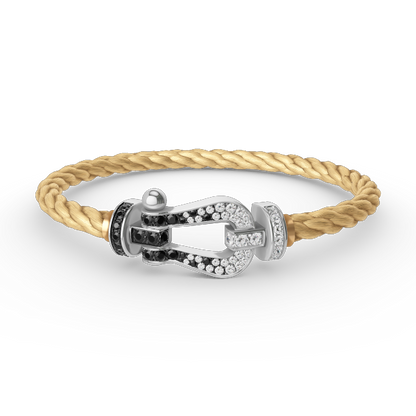 [Resenly Jewelry]FORCE LARGE HORSESHOE BLACK WHITE DIAMOND BRACELET SILVER