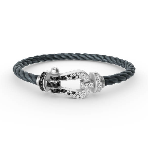 [Resenly Jewelry]FORCE LARGE HORSESHOE BLACK WHITE DIAMOND BRACELET SILVER
