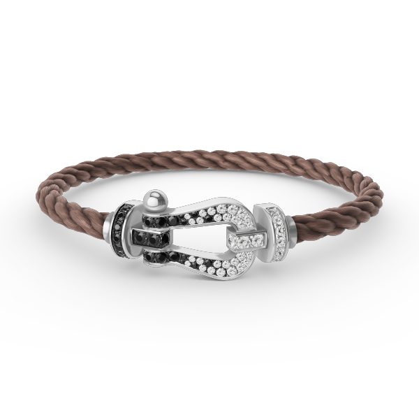 [Resenly Jewelry]FORCE LARGE HORSESHOE BLACK WHITE DIAMOND BRACELET SILVER