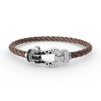 [Resenly Jewelry]FORCE LARGE HORSESHOE BLACK WHITE DIAMOND BRACELET SILVER