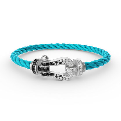 [Resenly Jewelry]FORCE LARGE HORSESHOE BLACK WHITE DIAMOND BRACELET SILVER
