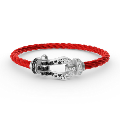 [Resenly Jewelry]FORCE LARGE HORSESHOE BLACK WHITE DIAMOND BRACELET SILVER
