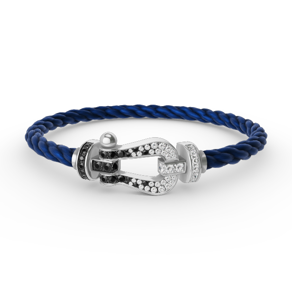 [Resenly Jewelry]FORCE LARGE HORSESHOE BLACK WHITE DIAMOND BRACELET SILVER