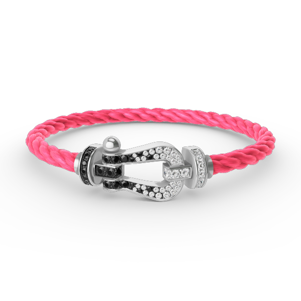 [Resenly Jewelry]FORCE LARGE HORSESHOE BLACK WHITE DIAMOND BRACELET SILVER