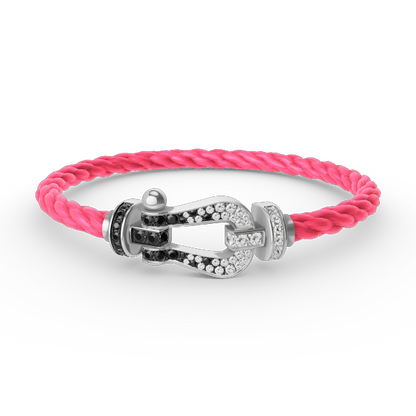 [Resenly Jewelry]FORCE LARGE HORSESHOE BLACK WHITE DIAMOND BRACELET SILVER