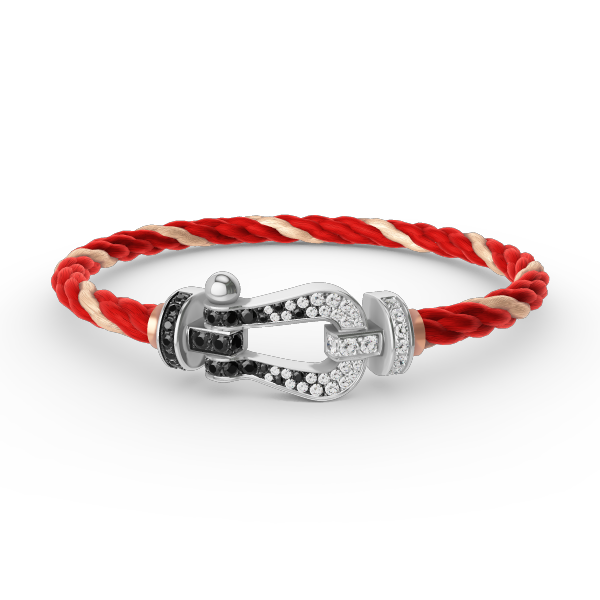 [Resenly Jewelry]FORCE LARGE HORSESHOE BLACK WHITE DIAMOND BRACELET SILVER