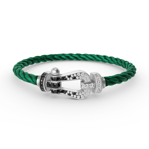 [Resenly Jewelry]FORCE LARGE HORSESHOE BLACK WHITE DIAMOND BRACELET SILVER