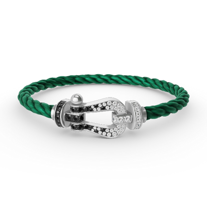 [Resenly Jewelry]FORCE LARGE HORSESHOE BLACK WHITE DIAMOND BRACELET SILVER