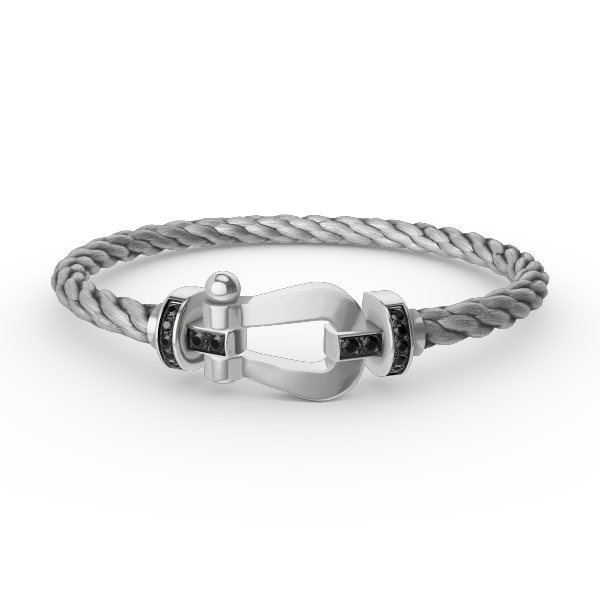 [Resenly Jewelry]FORCE LARGE HORSESHOE BLACK DIAMOND BRACELET SILVER