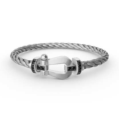 [Resenly Jewelry]FORCE LARGE HORSESHOE BLACK DIAMOND BRACELET SILVER