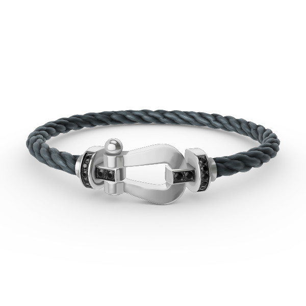 [Resenly Jewelry]FORCE LARGE HORSESHOE BLACK DIAMOND BRACELET SILVER