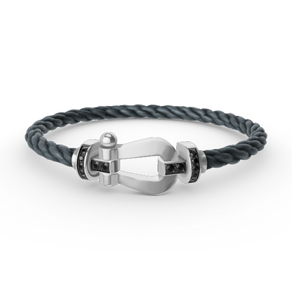 [Resenly Jewelry]FORCE LARGE HORSESHOE BLACK DIAMOND BRACELET SILVER