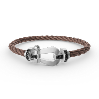 [Resenly Jewelry]FORCE LARGE HORSESHOE BLACK DIAMOND BRACELET SILVER