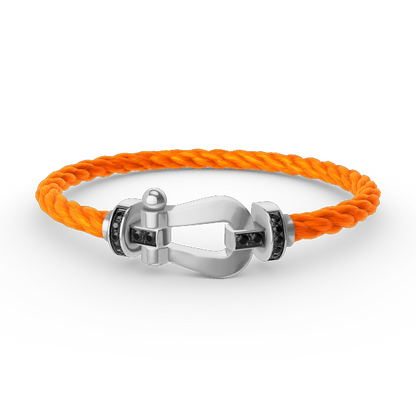 [Resenly Jewelry]FORCE LARGE HORSESHOE BLACK DIAMOND BRACELET SILVER