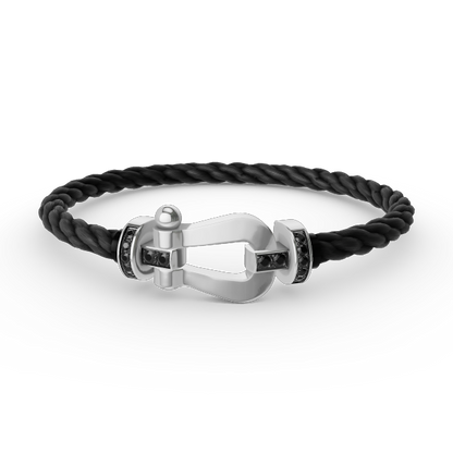 [Resenly Jewelry]FORCE LARGE HORSESHOE BLACK DIAMOND BRACELET SILVER