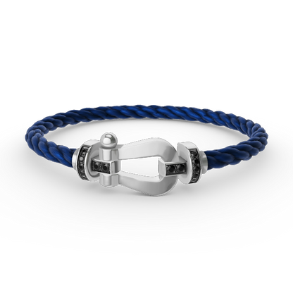 [Resenly Jewelry]FORCE LARGE HORSESHOE BLACK DIAMOND BRACELET SILVER