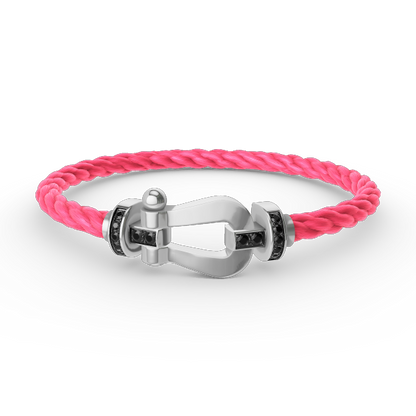 [Resenly Jewelry]FORCE LARGE HORSESHOE BLACK DIAMOND BRACELET SILVER