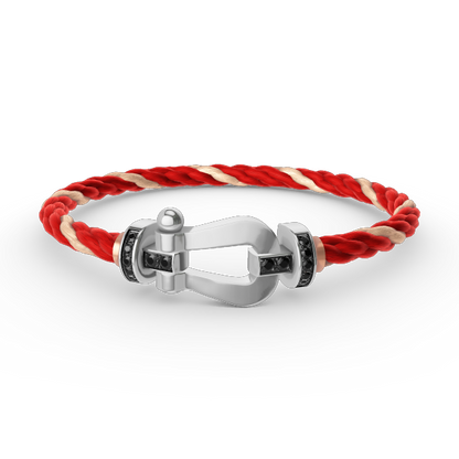 [Resenly Jewelry]FORCE LARGE HORSESHOE BLACK DIAMOND BRACELET SILVER