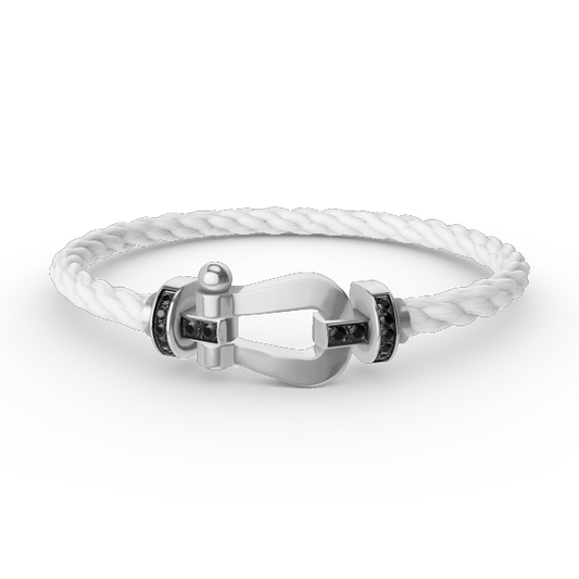 [Resenly Jewelry]FORCE LARGE HORSESHOE BLACK DIAMOND BRACELET SILVER