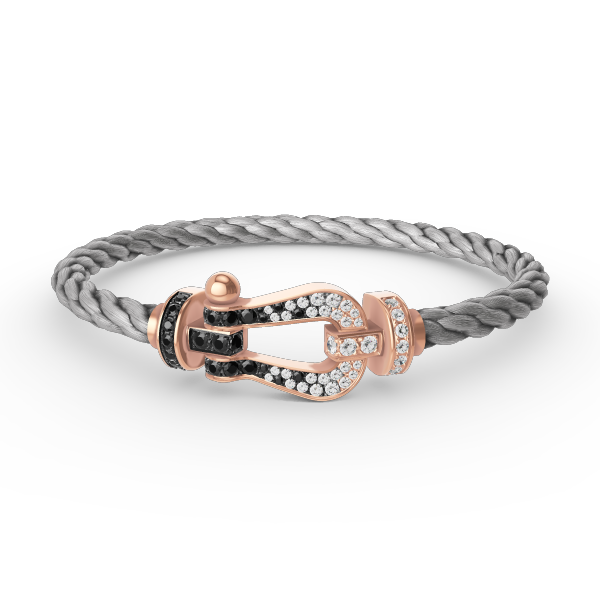 [Resenly Jewelry]FORCE LARGE HORSESHOE BLACK WHITE DIAMOND BRACELET ROSE GOLD