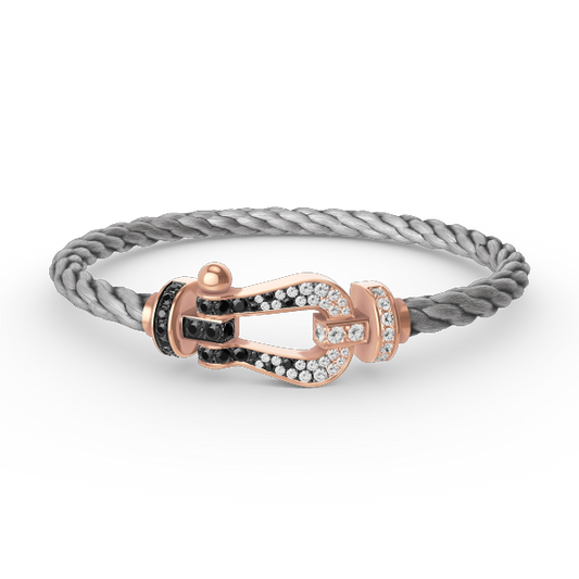 [Resenly Jewelry]FORCE LARGE HORSESHOE BLACK WHITE DIAMOND BRACELET ROSE GOLD