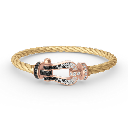 [Resenly Jewelry]FORCE LARGE HORSESHOE BLACK WHITE DIAMOND BRACELET ROSE GOLD