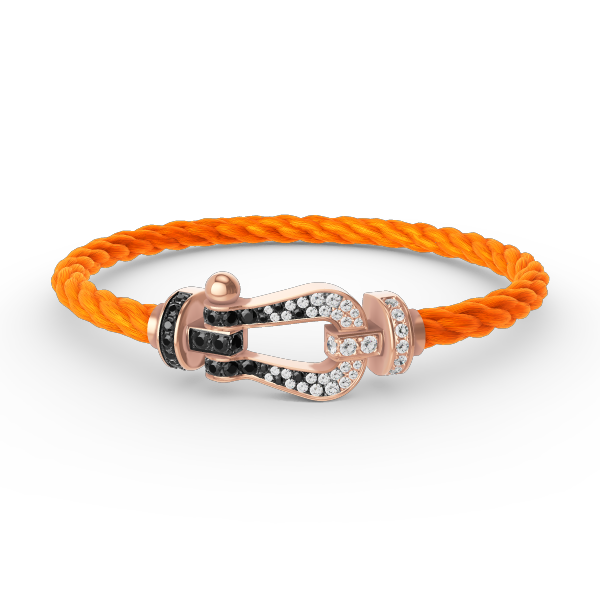[Resenly Jewelry]FORCE LARGE HORSESHOE BLACK WHITE DIAMOND BRACELET ROSE GOLD