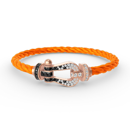 [Resenly Jewelry]FORCE LARGE HORSESHOE BLACK WHITE DIAMOND BRACELET ROSE GOLD