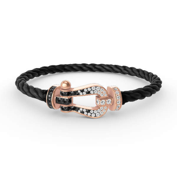 [Resenly Jewelry]FORCE LARGE HORSESHOE BLACK WHITE DIAMOND BRACELET ROSE GOLD
