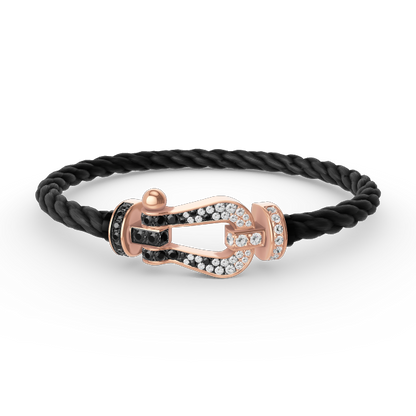 [Resenly Jewelry]FORCE LARGE HORSESHOE BLACK WHITE DIAMOND BRACELET ROSE GOLD