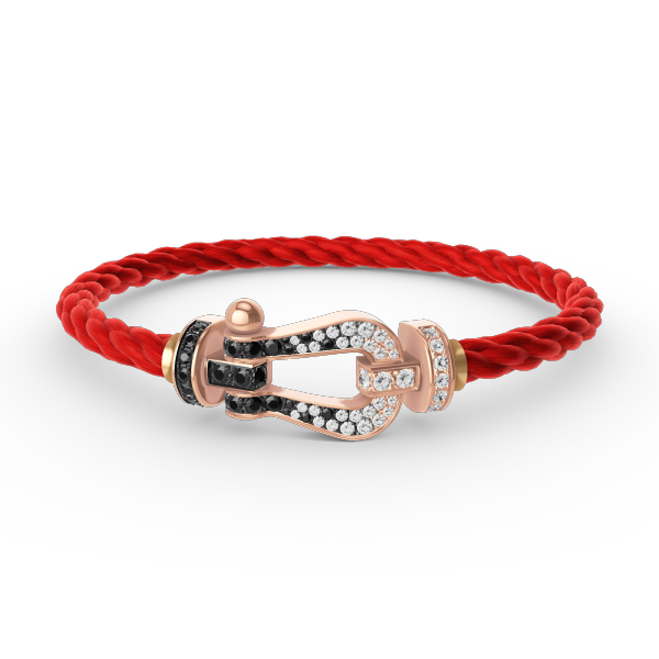 [Resenly Jewelry]FORCE LARGE HORSESHOE BLACK WHITE DIAMOND BRACELET ROSE GOLD