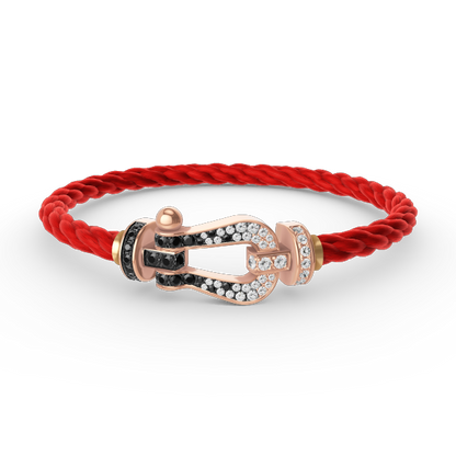 [Resenly Jewelry]FORCE LARGE HORSESHOE BLACK WHITE DIAMOND BRACELET ROSE GOLD